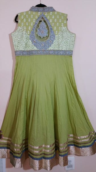 Green/Grey Embroidery Churidar Size: XL  (165)