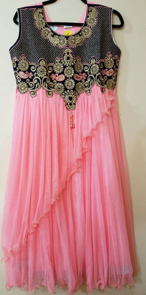 Pink / Blue Embroidery Churidar Size: XL (163)