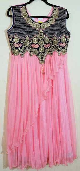 Pink / Blue Embroidery Churidar Size: XL (163)