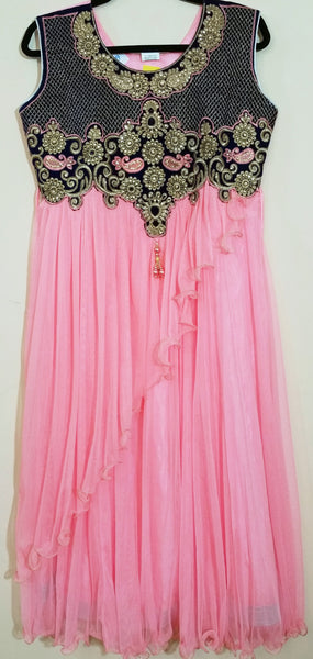 Pink / Blue Embroidery Churidar Size: XL (163)