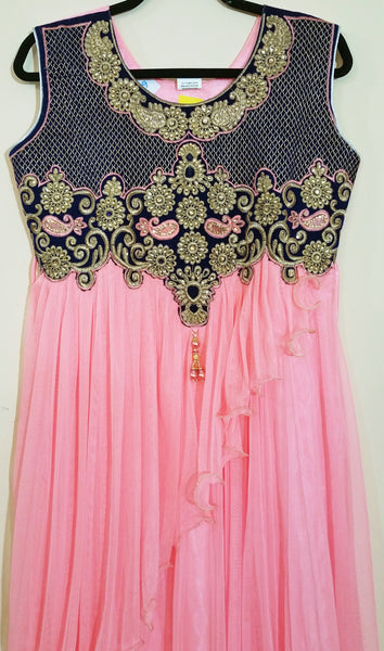 Pink / Blue Embroidery Churidar Size: XL (163)