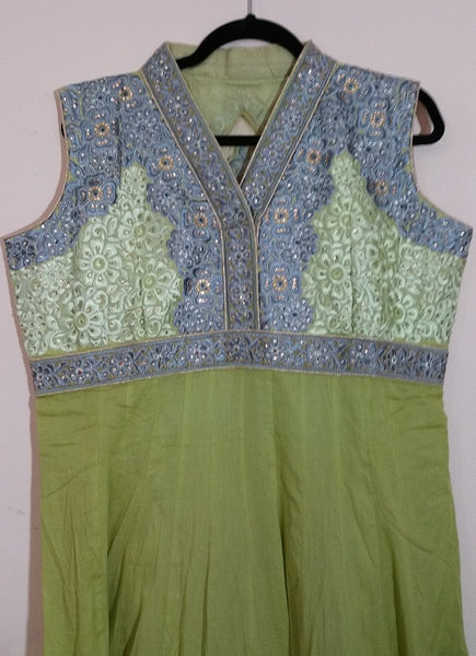 Green/Grey Embroidery Churidar Size: XL  (165)
