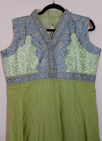 Green/Grey Embroidery Churidar Size: XL  (165)