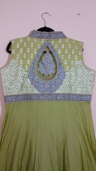 Green/Grey Embroidery Churidar Size: XL  (165)