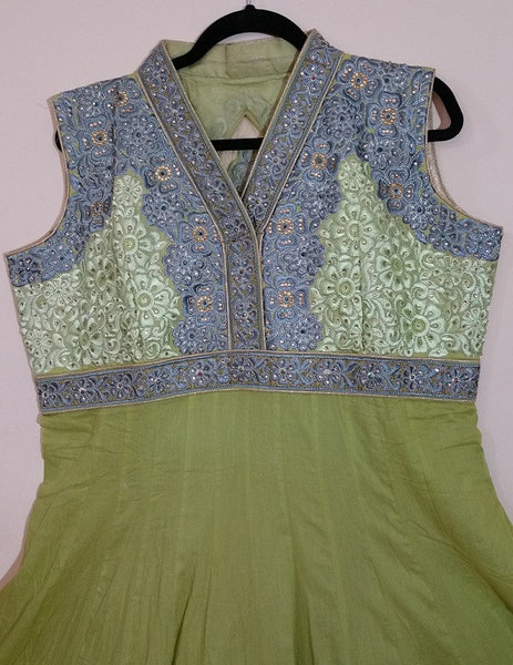 Green/Grey Embroidery Churidar Size: XL  (165)