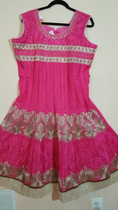 Pink / Gold Embroidery Churidar Size: XL (114)