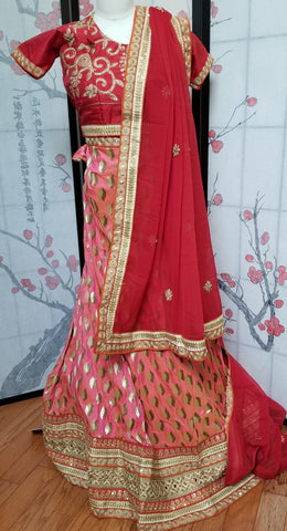 Lehanga - Red, Embroidary