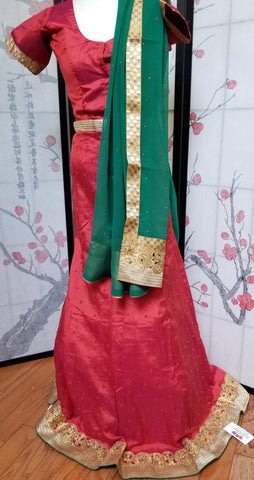 Lehanga - Red & Green