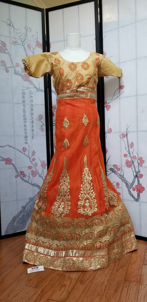 Lehanga - Orange, Embroidary