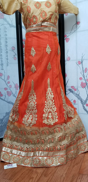 Lehanga - Orange, Embroidary