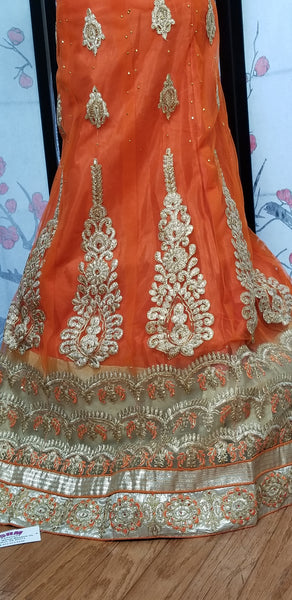 Lehanga - Orange, Embroidary