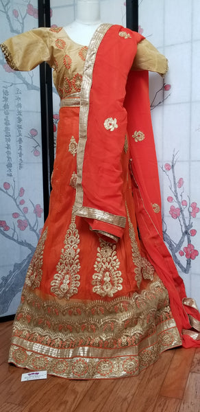 Lehanga - Orange, Embroidary