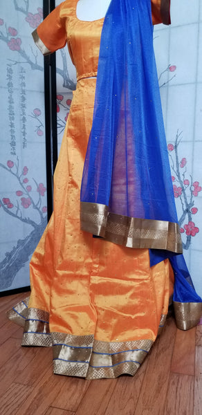 Lehanga - Orange & Blue