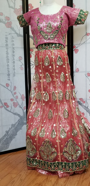 Lehanga - Pink and Green embroidery