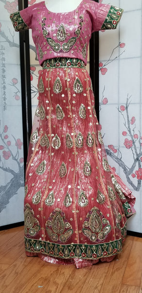 Lehanga - Pink and Green embroidery