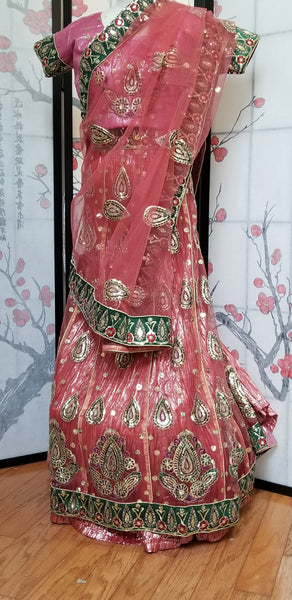 Lehanga - Pink and Green embroidery