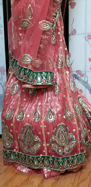 Lehanga - Pink and Green embroidery