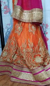 Lehanga - Orange and Dark Pink
