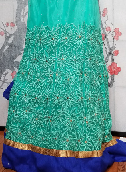 Lehanga - Light Blue with Dark Blue