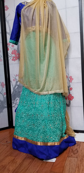 Lehanga - Light Blue with Dark Blue