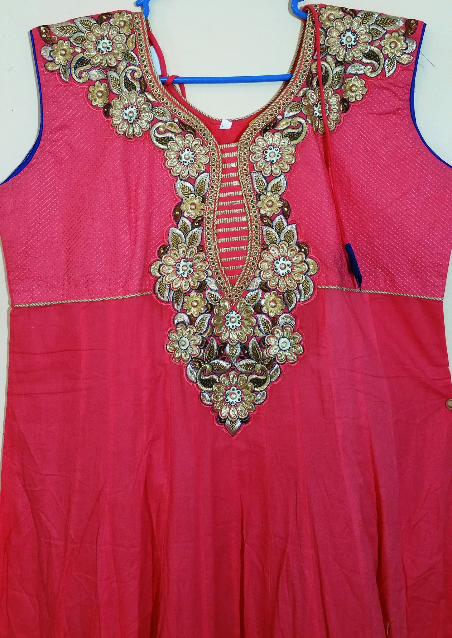 Pink and Blue with Embroidary Churidar -XXL (504)