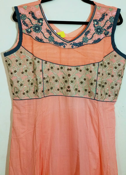 Orange, Grey Embroidary Churidar