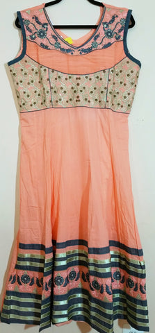 Orange, Grey Embroidary Churidar