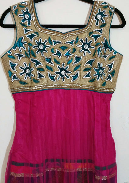 Pink with Stone - Churidar - XL (011)