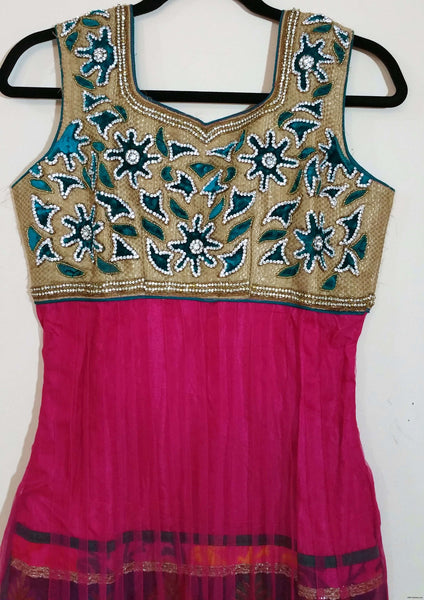 Pink with Stone - Churidar - XL (011)