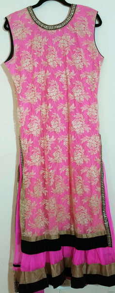 Pink, Gold Embroidery Churidar  -XXL  (114)