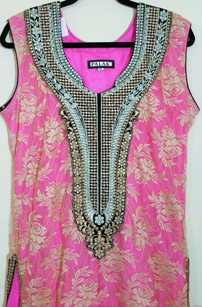 Pink, Gold Embroidery Churidar  -XXL  (114)