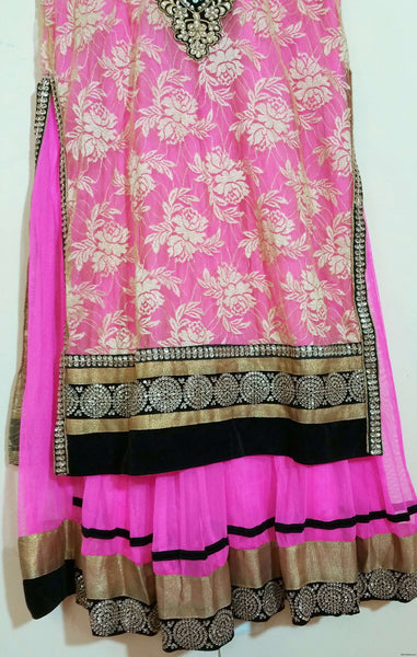 Pink, Gold Embroidery Churidar  -XXL  (114)