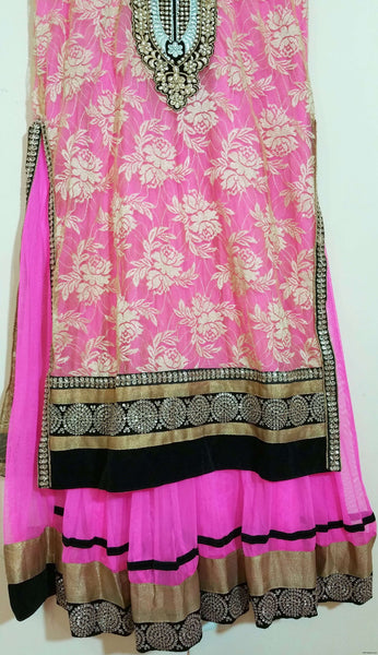 Pink, Gold Embroidery Churidar  -XXL  (114)