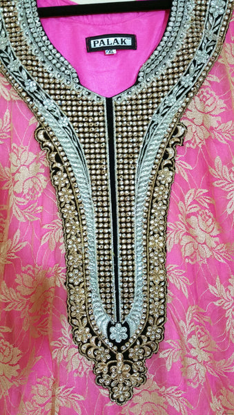 Pink, Gold Embroidery Churidar  -XXL  (114)