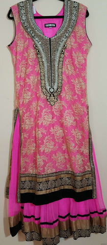 Pink, Gold Embroidery Churidar  -XXL  (114)