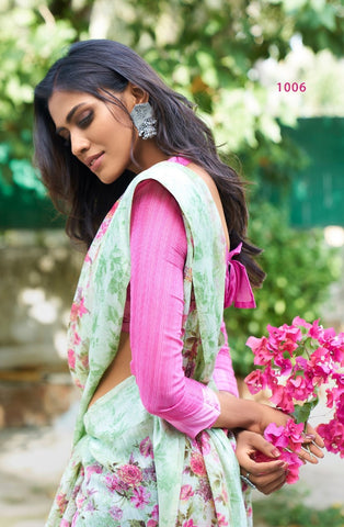 Floral Saree - Pink