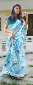 Floral Saree - Blue