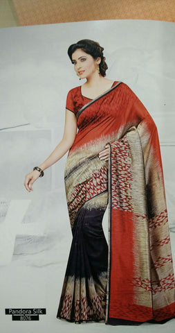 SAREE - Printed, Mulit-color, Pandora Silk  Catalog 8076