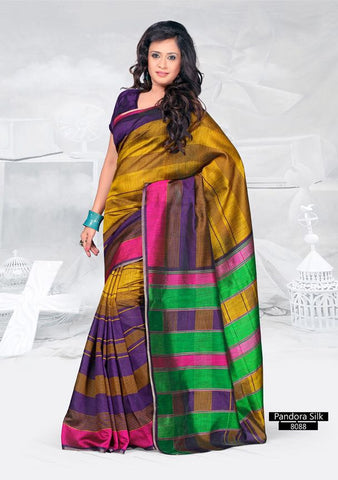 SAREE - Printed, Mulit-color, Pandora Silk  Catalog 8088