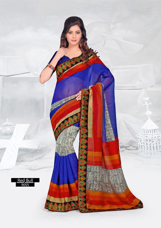 SAREE - Printed, Multi-color and Embroidary Catalog 9055