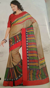 SAREE - Printed, Mulit-color  with Border Catalog 1182